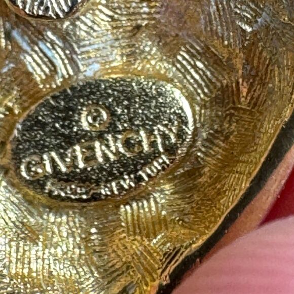 Vintage Givenchy Gold and Crystal Square Stud Earrings - Picture 6 of 9